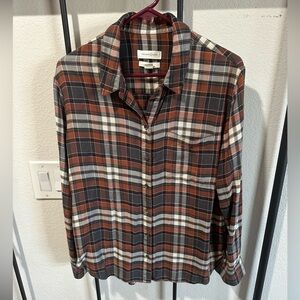 Treasure & Bond Brown boyfriend Plaid Shirt